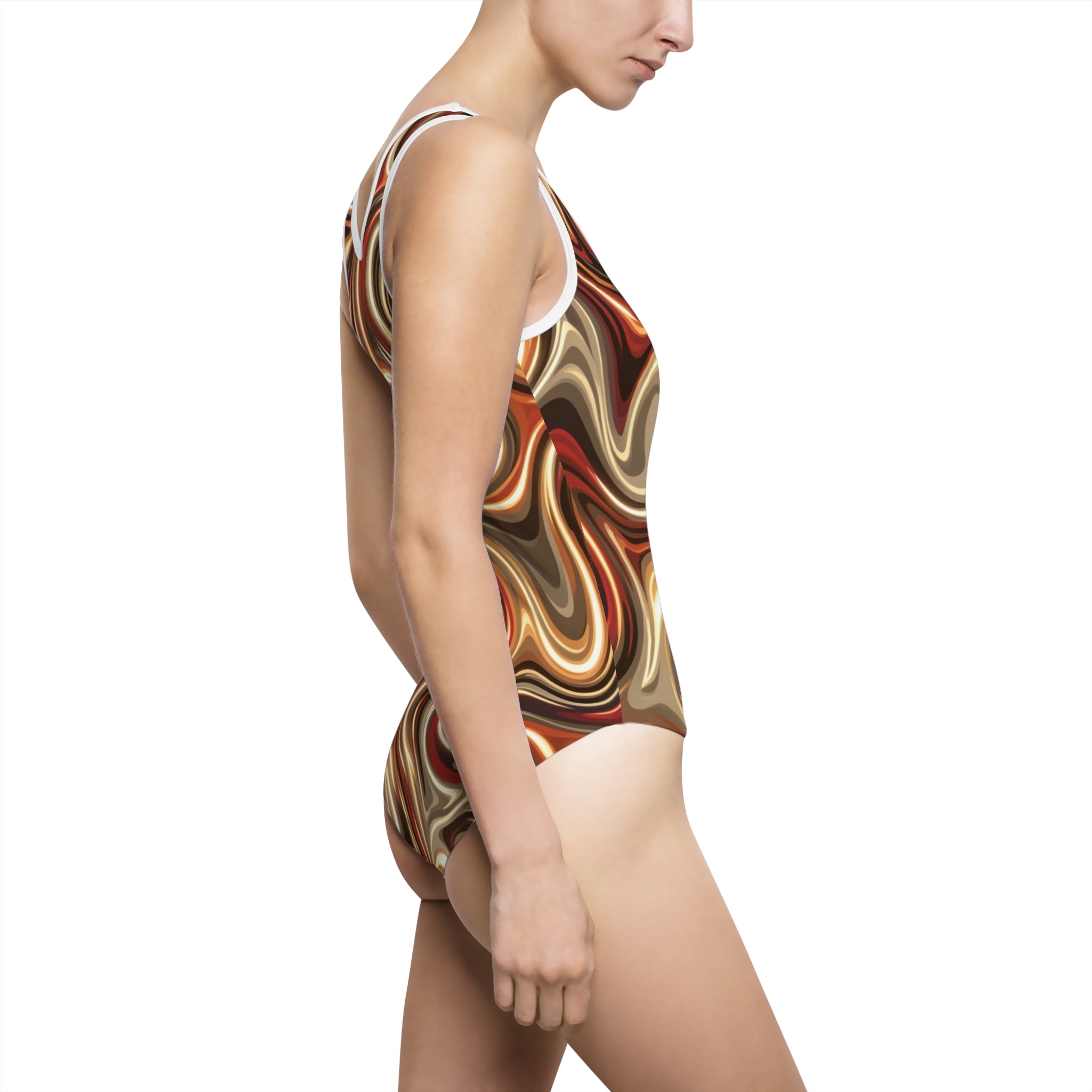 Gold & Copper Swirl One-Piece Swimsuit