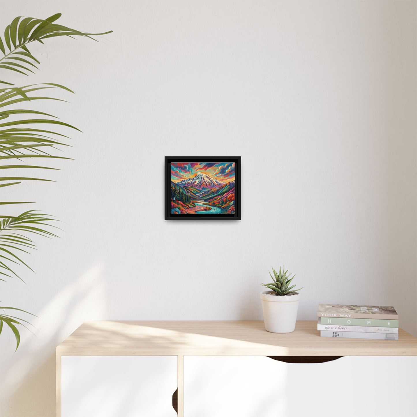 Colorful Abstract Mountain Scape Matte Canvas Framed Print