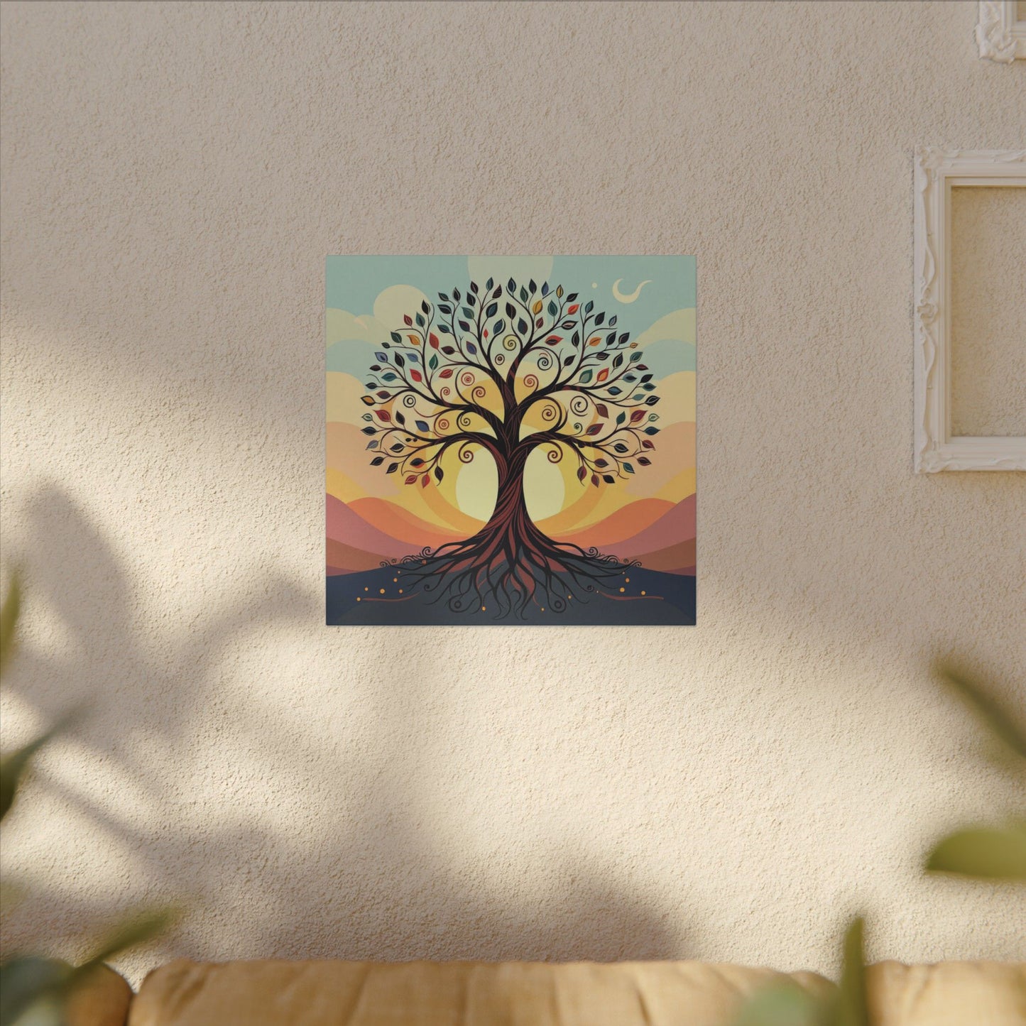 Boho Tree of Life Matte Canvas Print — Vibrant Stretched Wall Art