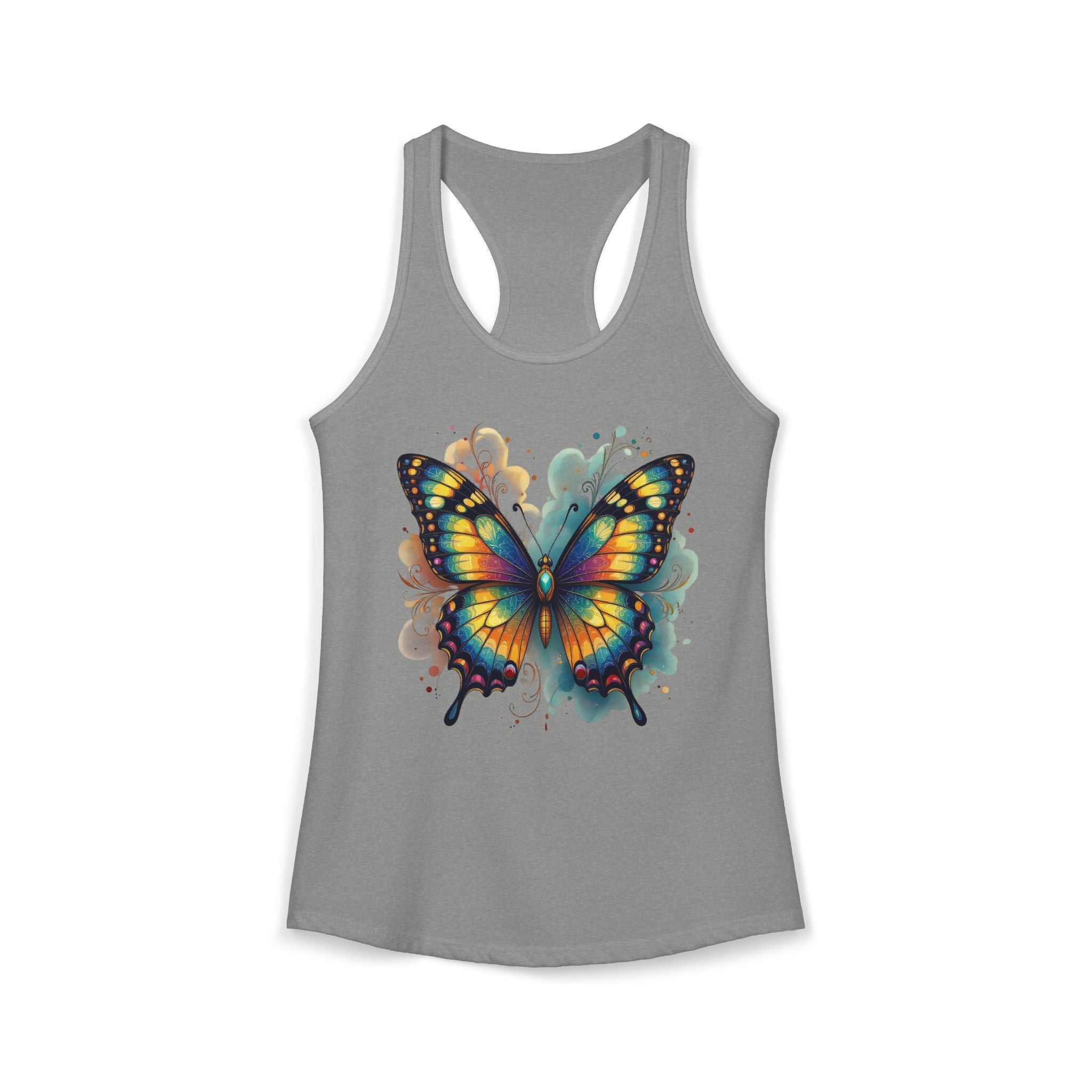 Watercolor Butterfly Racerback Tank | Vibrant Summer Butterfly Splash