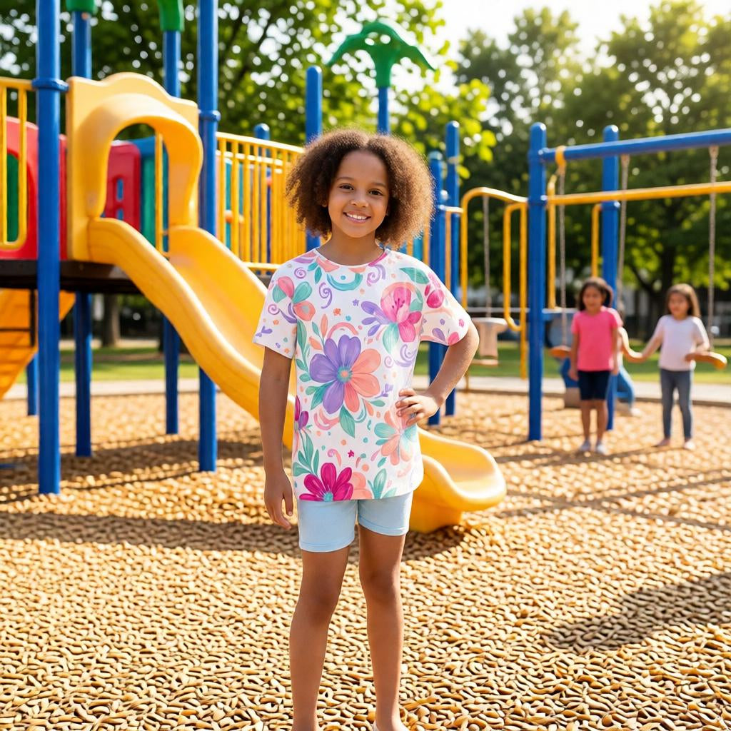 Kids Sports Jersey — Colorful Pastel Floral "Young Ladies" All-Over Print