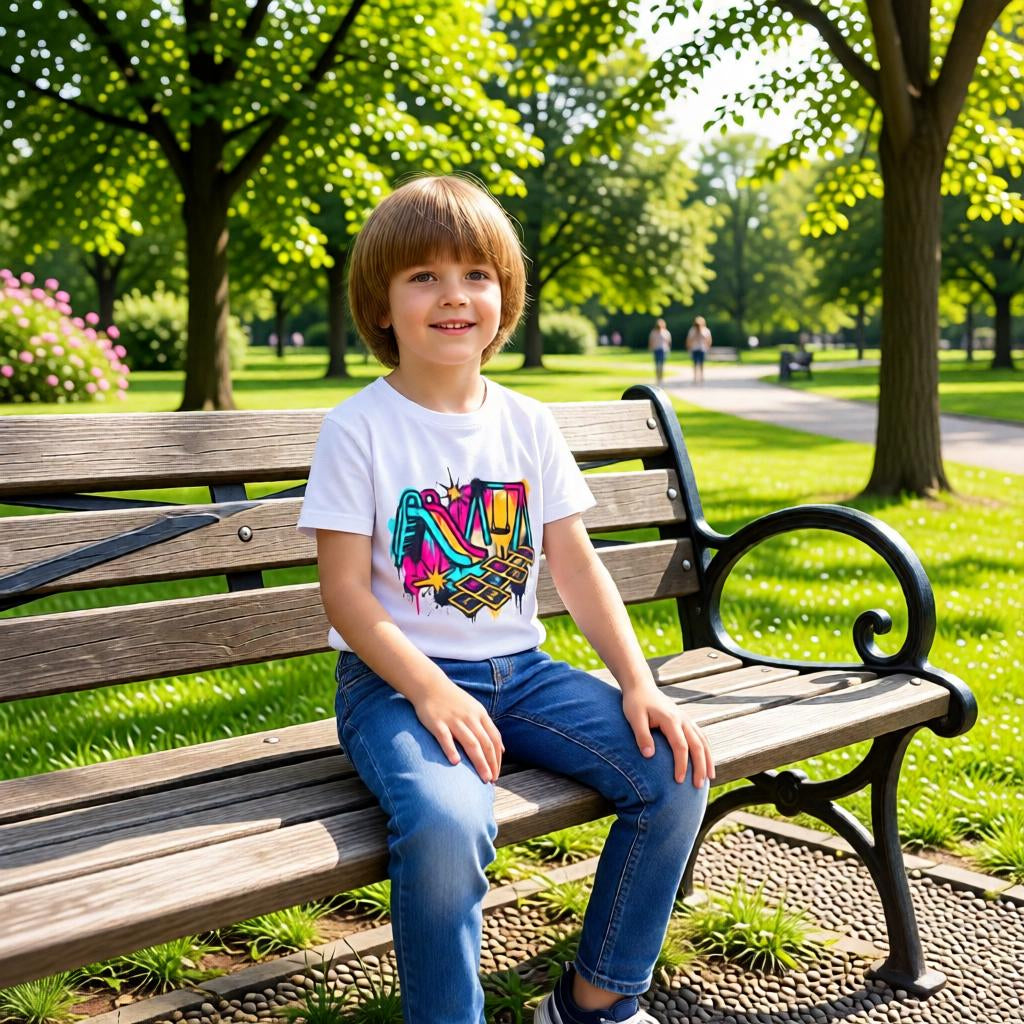Kids Playground Graffiti T-Shirt — Colorful Playtime Tee