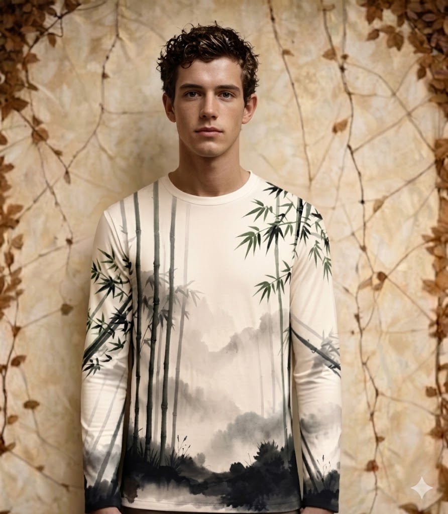 Japandi Zen Minimalist Splash Long Sleeve Shirt