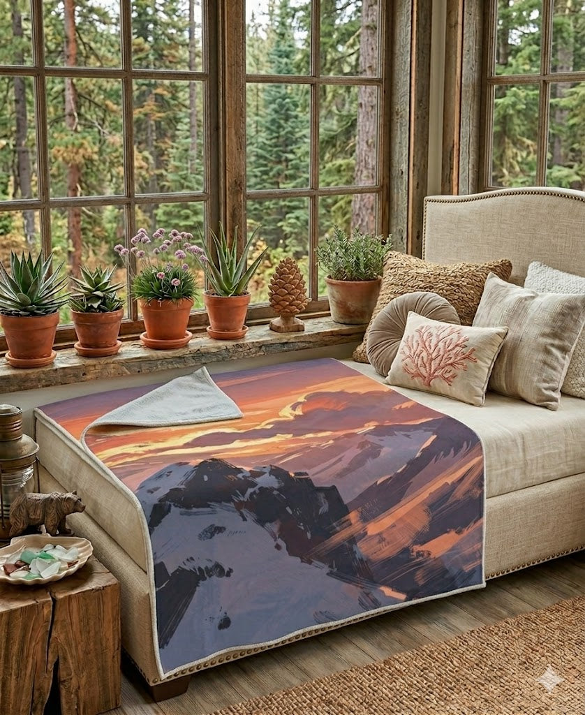 Japandi Velveteen Plush Blanket — Minimalist Cozy Throw with Calming Colors