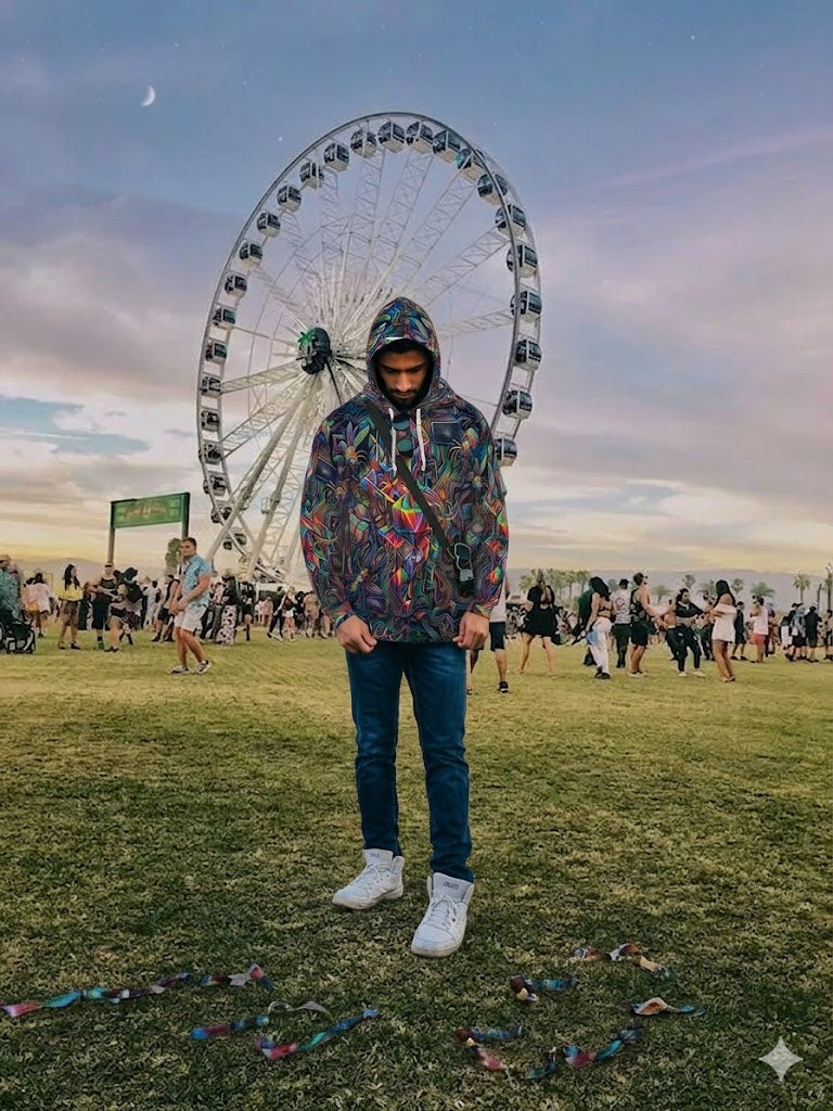 Cyber-Psychedelic Maximalist Pullover Hoodie