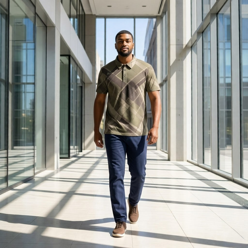 Modern Classic Flannel-Style Polo Shirt
