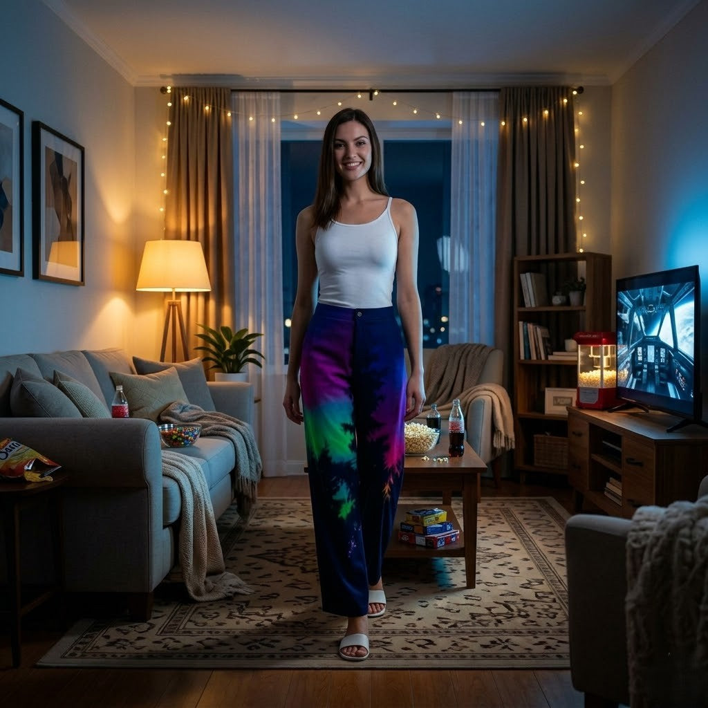 Northern Lights Women's Pajama Pants — Cozy Aurora Tree-Line PJ Bottoms