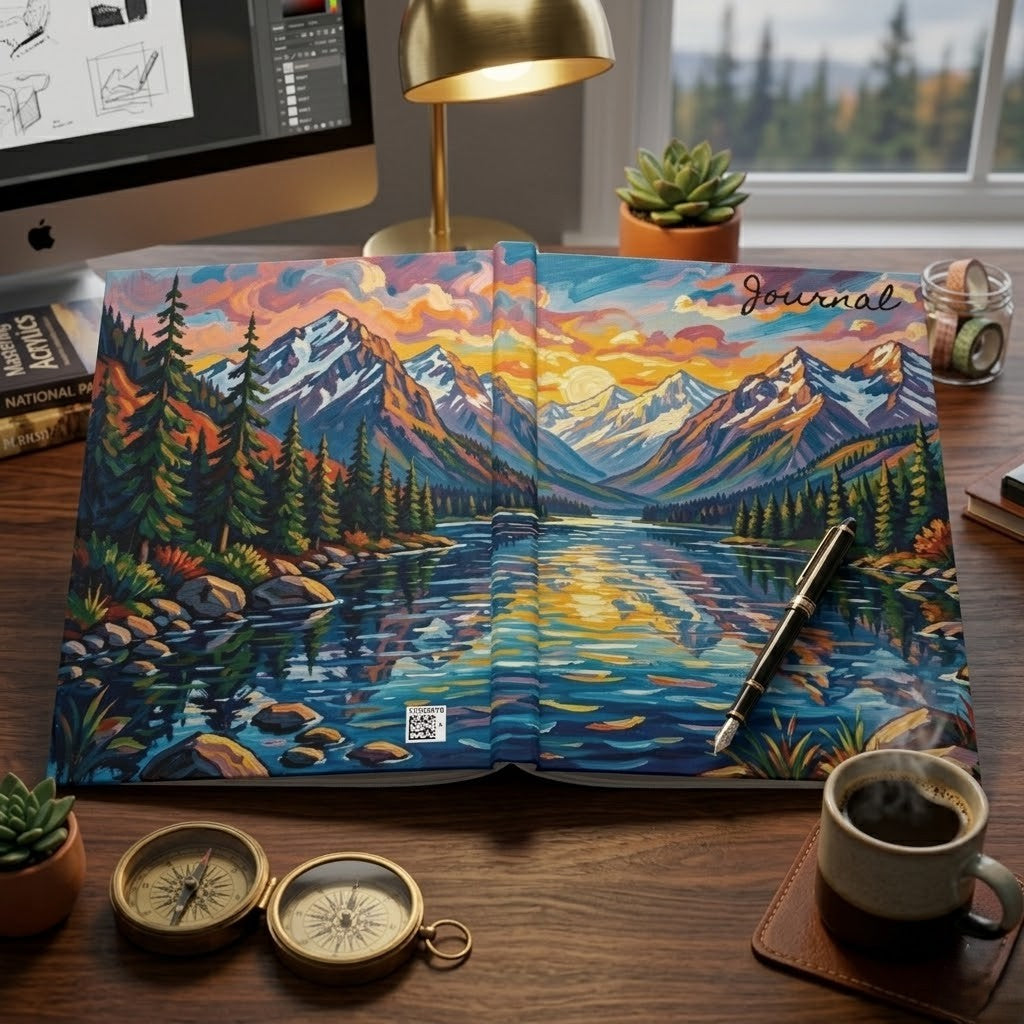 Pacific Northwest Abstract Painting Hardcover Journal | Matte Cover