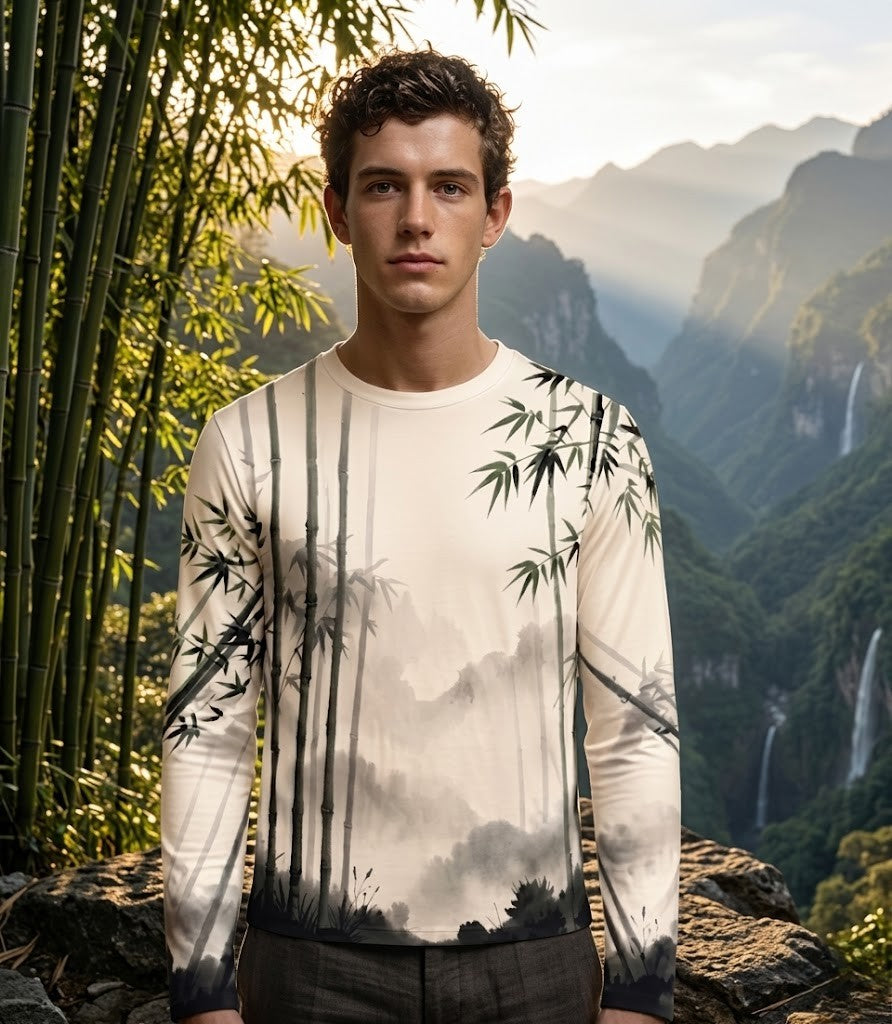 Japandi Zen Minimalist Splash Long Sleeve Shirt