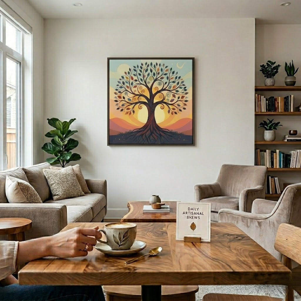 Boho Tree of Life Matte Canvas Print — Vibrant Stretched Wall Art