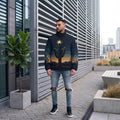 Cactus Dusk Till Dawn Puffer Jacket — Minimal Warm-Tone Desert Art