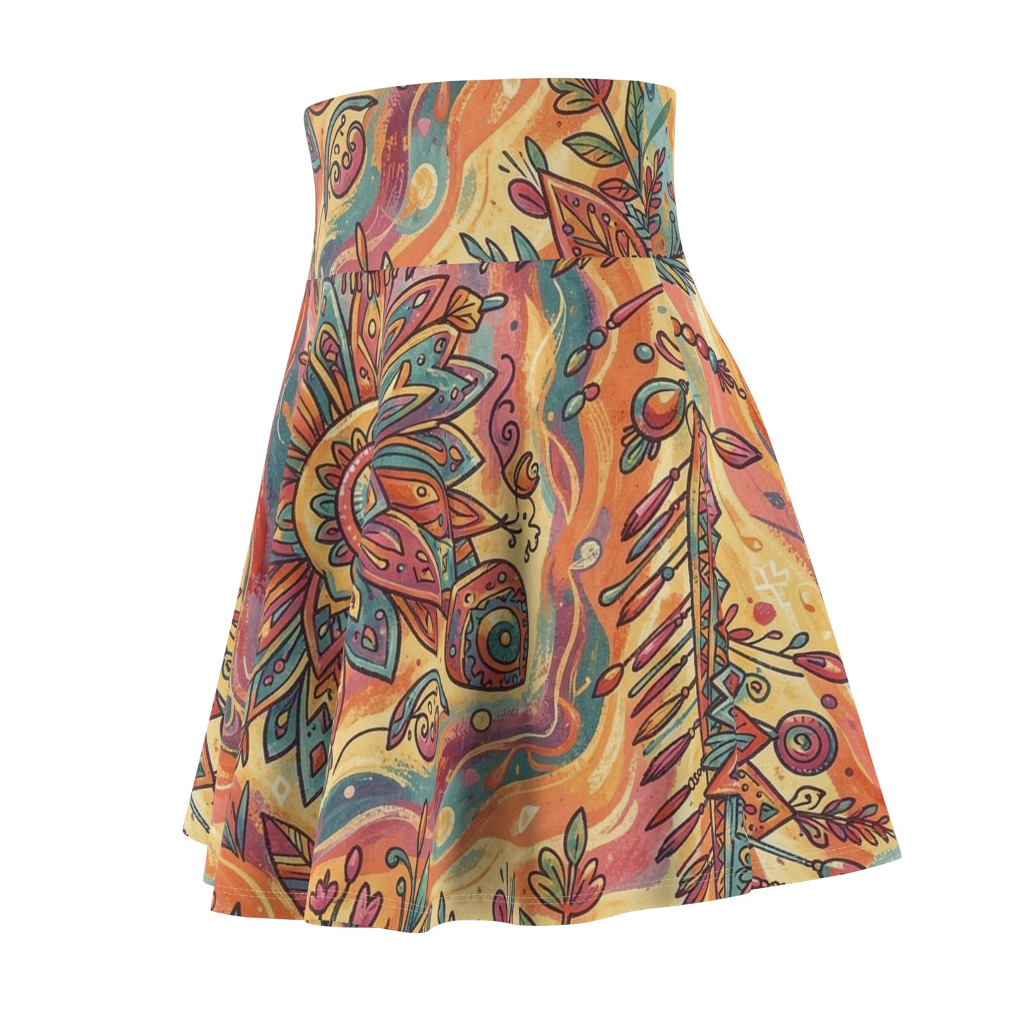 Colorful Boho Pattern Women's Skater Skirt | AOP