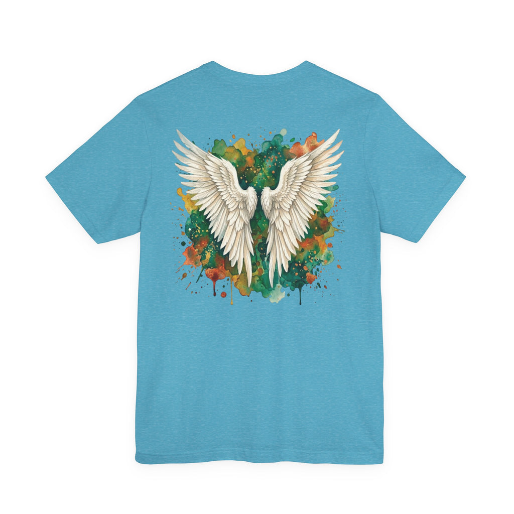 Angel Wings Watercolor Tee — Halo Front & Wing Back