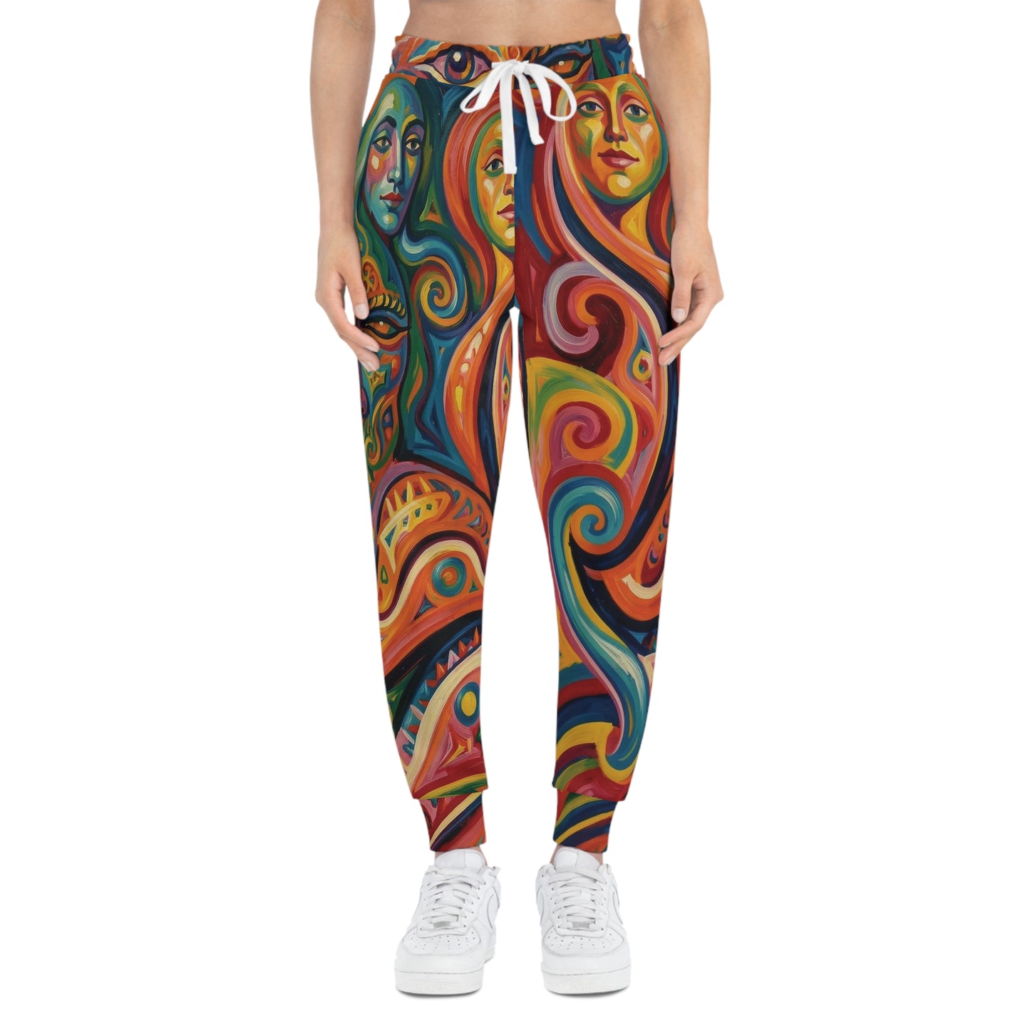 Raphael Three Graces Athletic Joggers — Colorful Modern Swirl, Cozy Stretchy All-Over Print