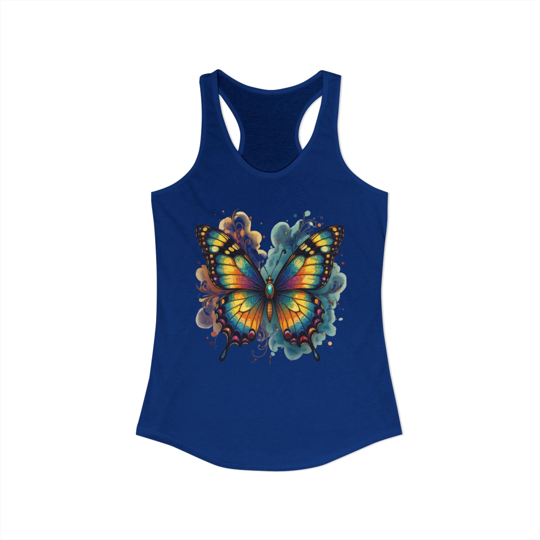 Watercolor Butterfly Racerback Tank | Vibrant Summer Butterfly Splash