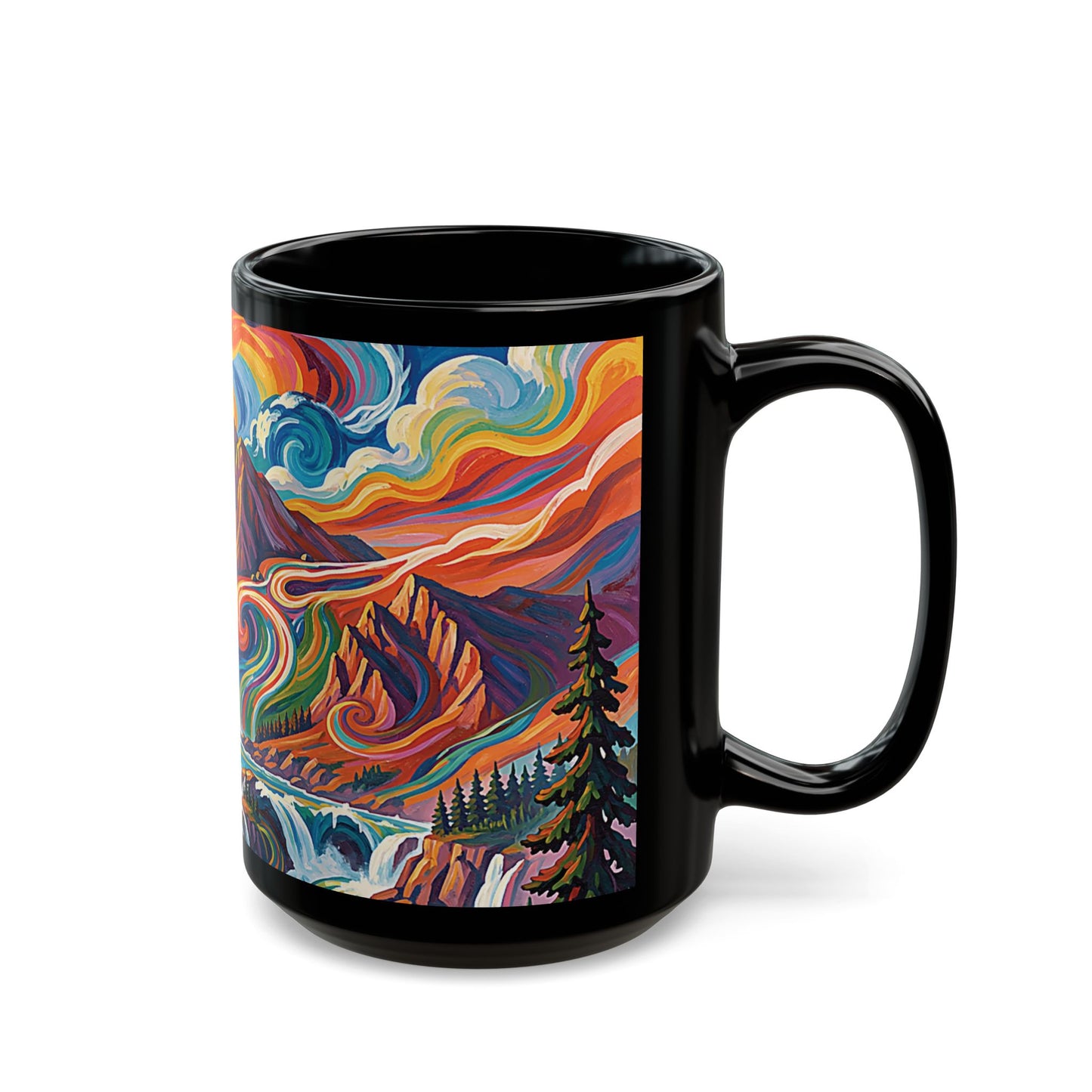 Pacific Northwest Abstract Mountain Scenery Mug | Bold PNW Art Ceramic Coffee