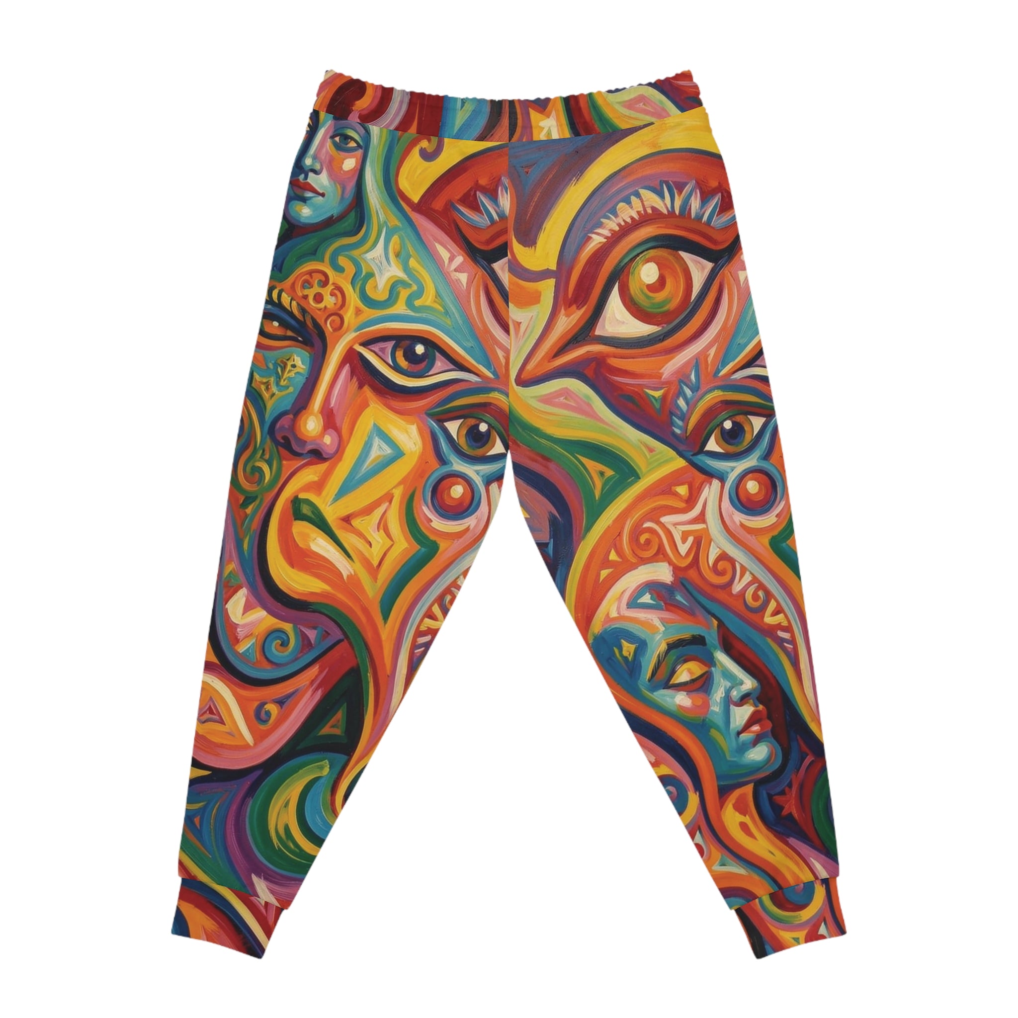 Raphael Three Graces Athletic Joggers — Colorful Modern Swirl, Cozy Stretchy All-Over Print