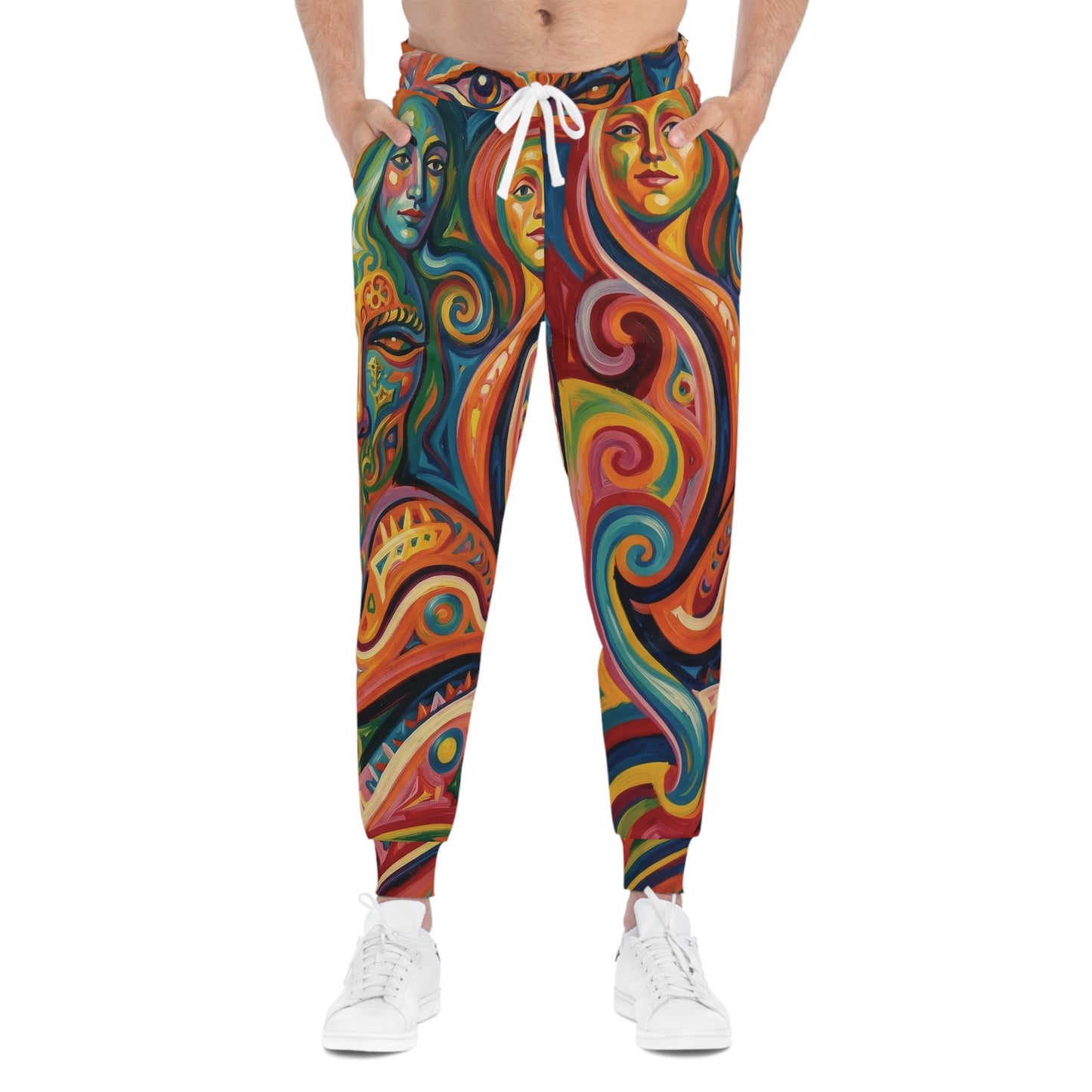 Raphael Three Graces Athletic Joggers — Colorful Modern Swirl, Cozy Stretchy All-Over Print
