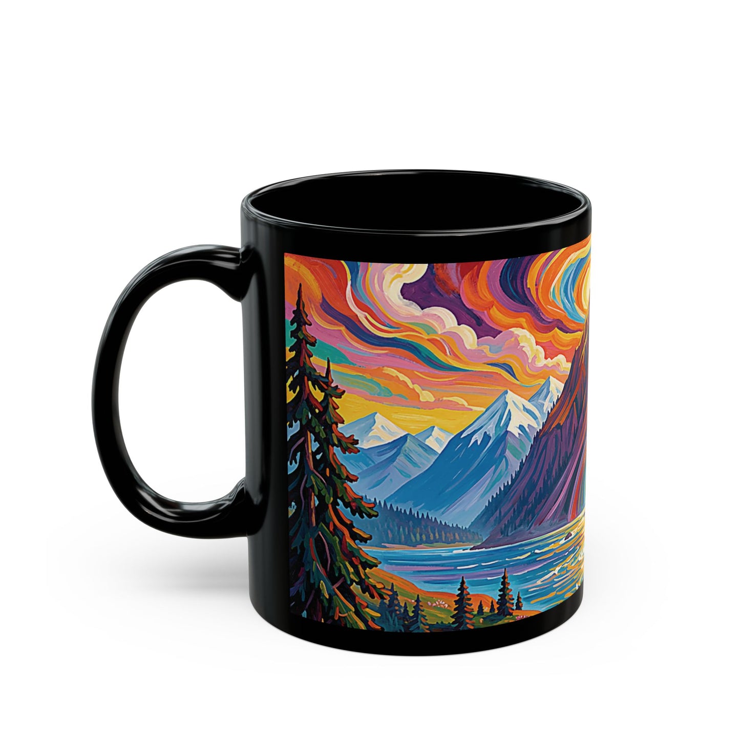 Pacific Northwest Abstract Mountain Scenery Mug | Bold PNW Art Ceramic Coffee