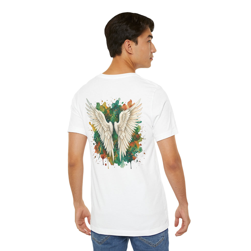 Angel Wings Watercolor Tee — Halo Front & Wing Back