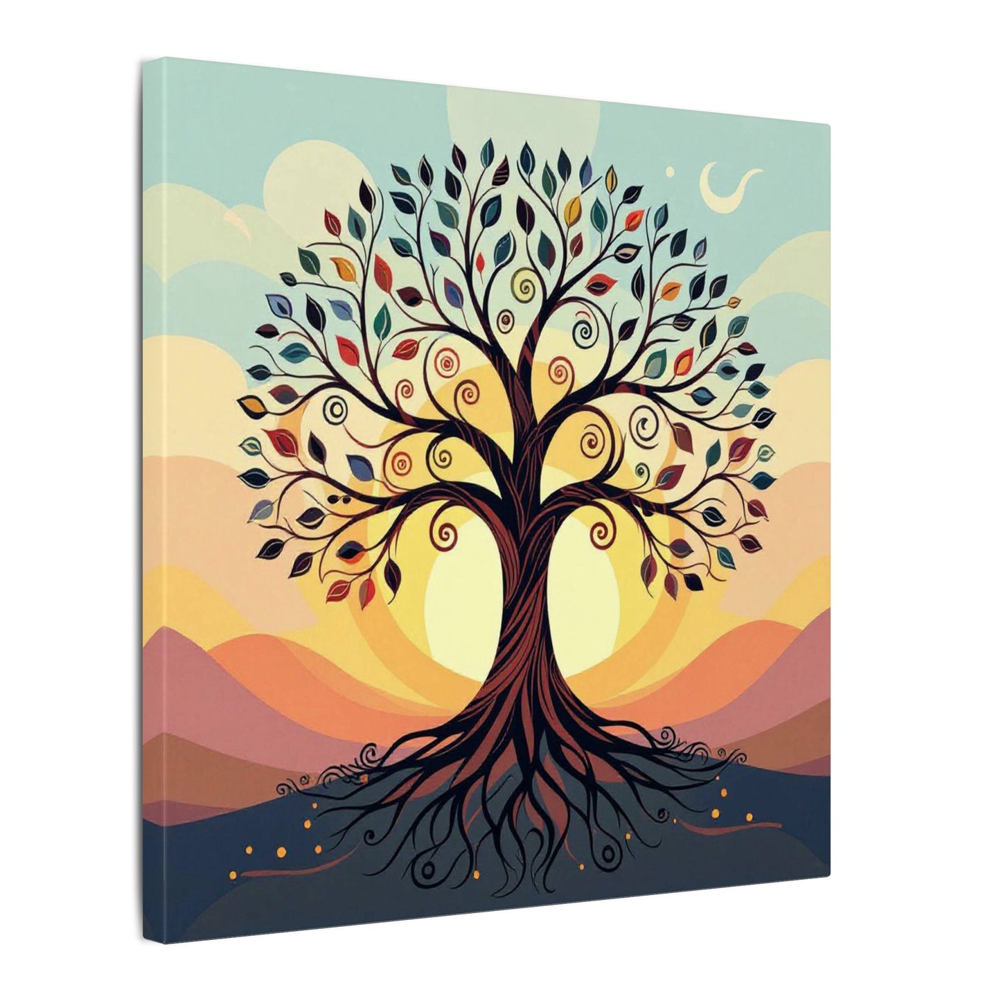 Boho Tree of Life Matte Canvas Print — Vibrant Stretched Wall Art