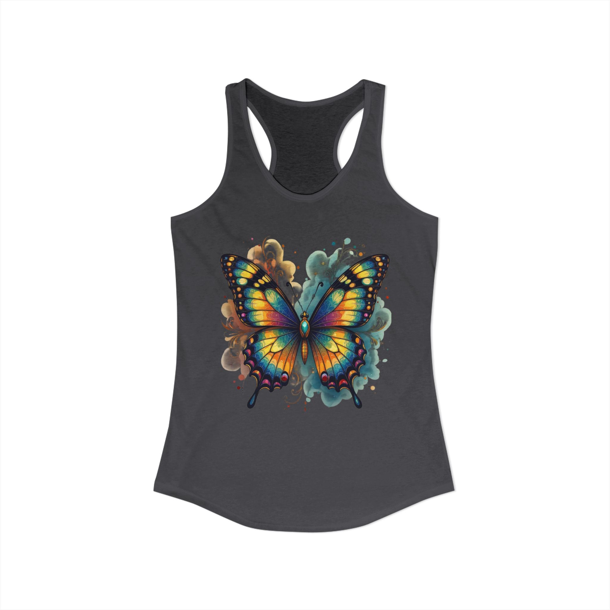 Watercolor Butterfly Racerback Tank | Vibrant Summer Butterfly Splash