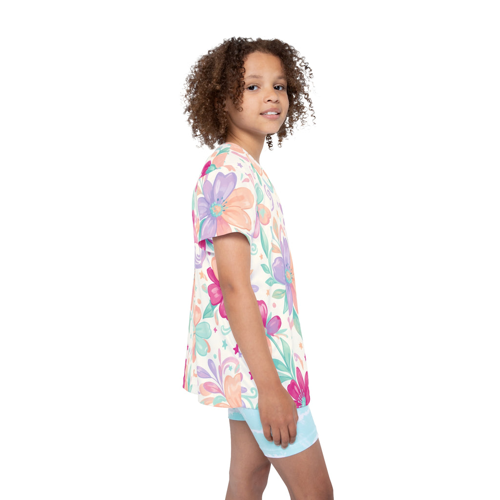 Kids Sports Jersey — Colorful Pastel Floral "Young Ladies" All-Over Print