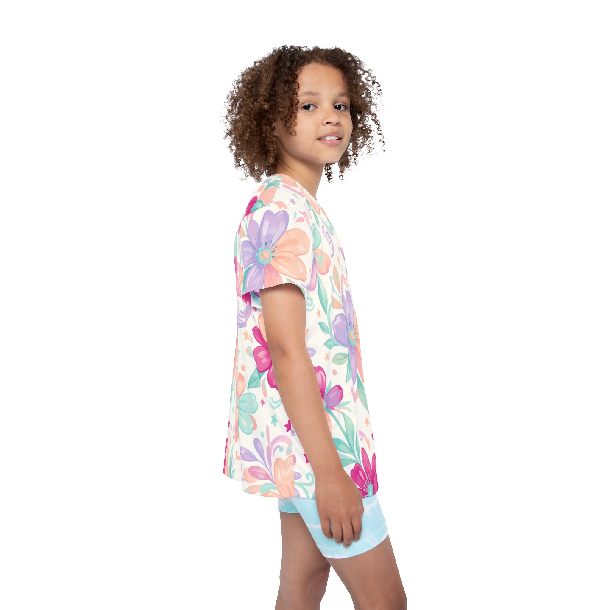 Kids Sports Jersey — Colorful Pastel Floral "Young Ladies" All-Over Print