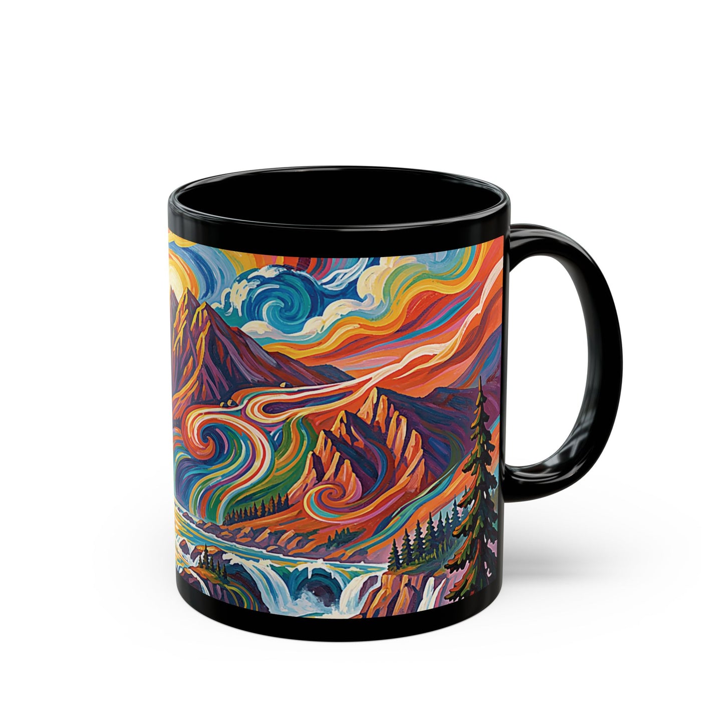 Pacific Northwest Abstract Mountain Scenery Mug | Bold PNW Art Ceramic Coffee
