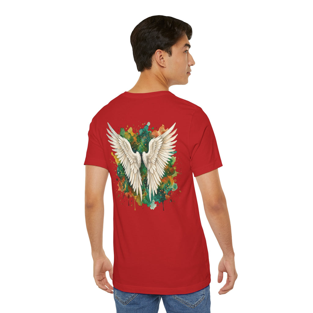 Angel Wings Watercolor Tee — Halo Front & Wing Back