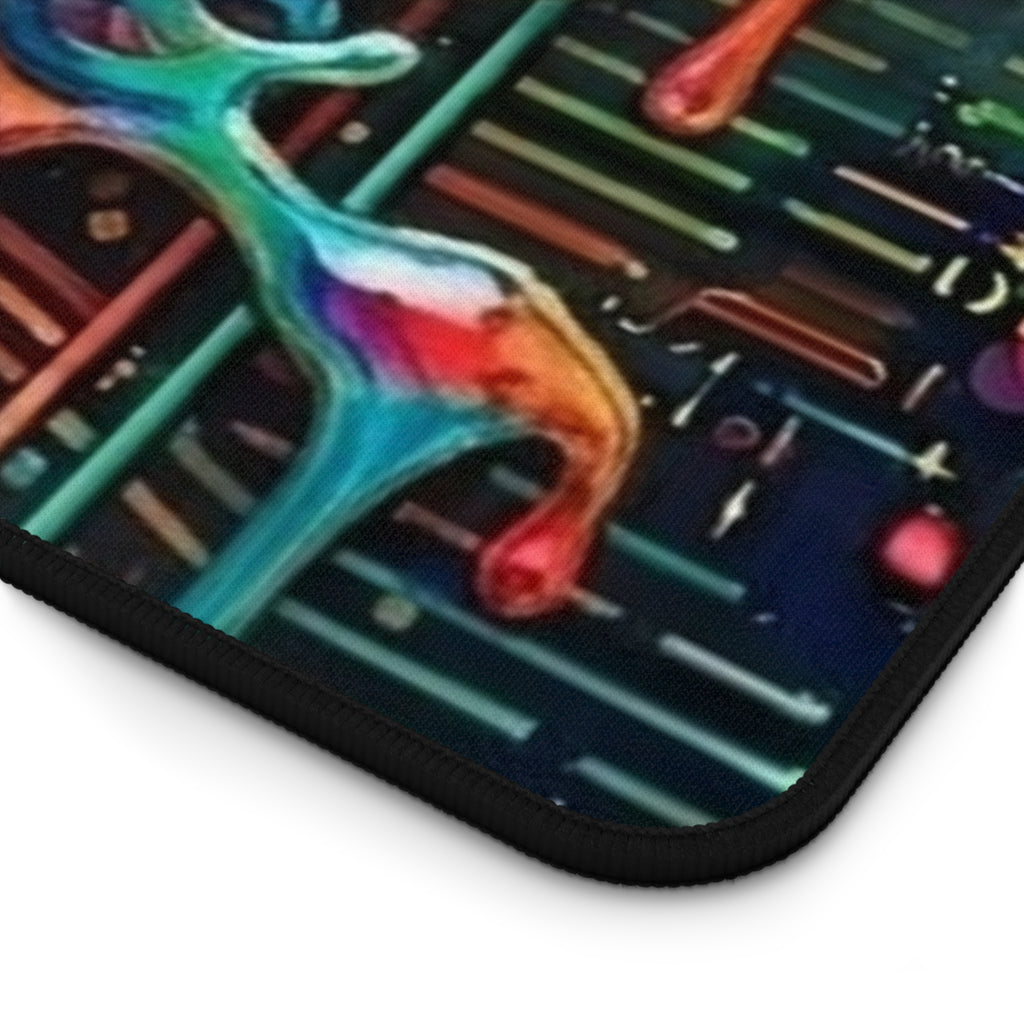 Cyber Psychedelic "Computer Bug" Desk Mat — Crystals, Insects & Circuit Art