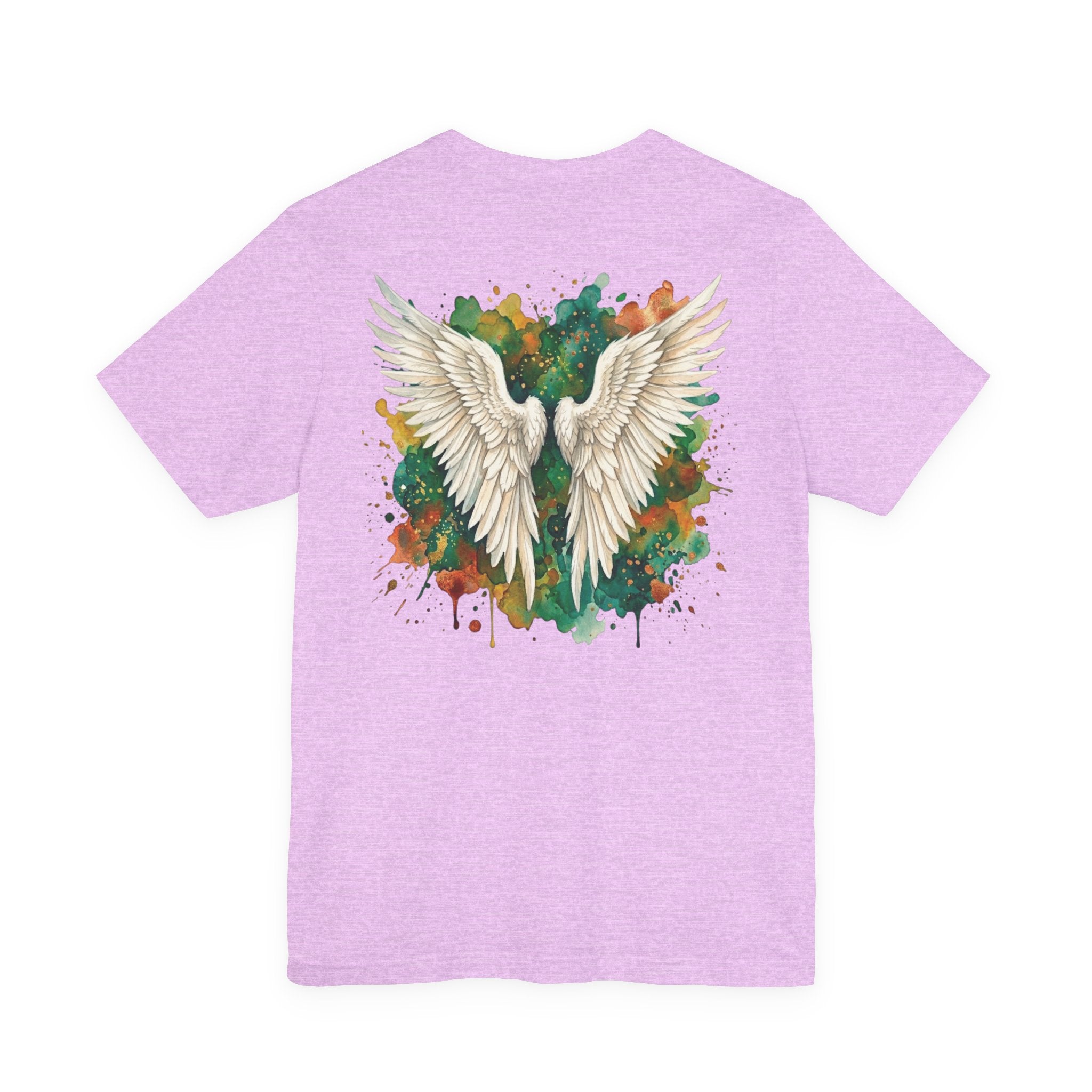 Angel Wings Watercolor Tee — Halo Front & Wing Back