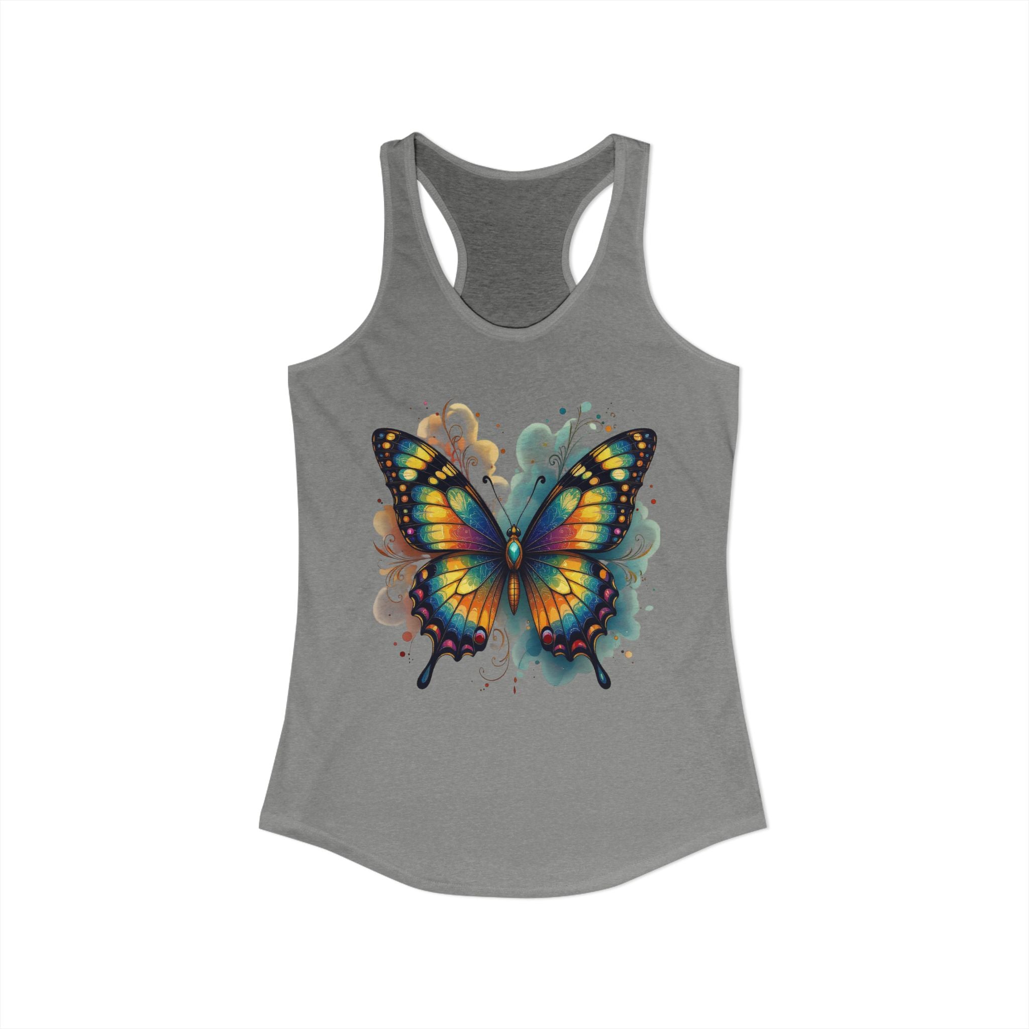 Watercolor Butterfly Racerback Tank | Vibrant Summer Butterfly Splash
