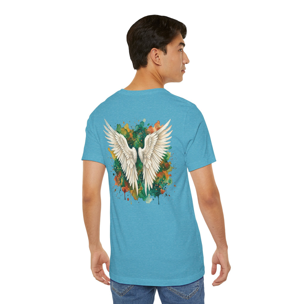 Angel Wings Watercolor Tee — Halo Front & Wing Back