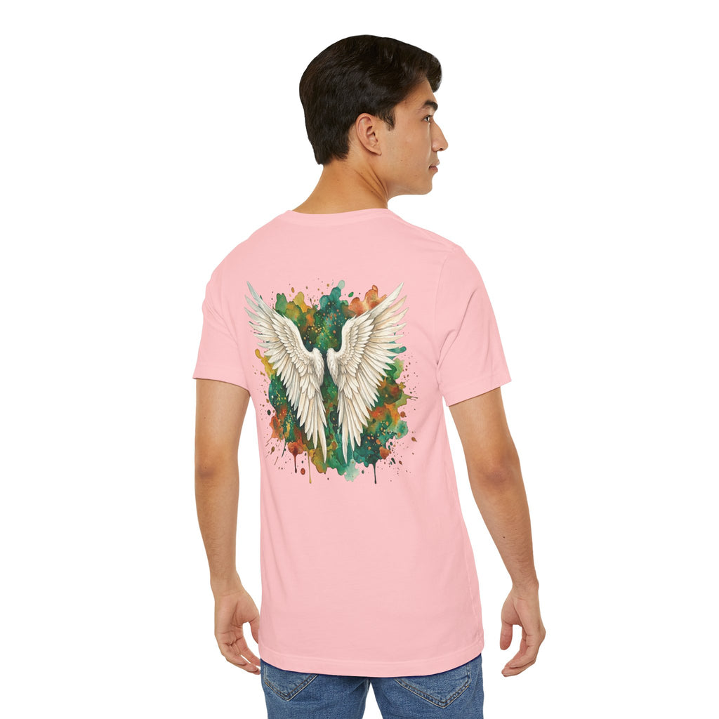 Angel Wings Watercolor Tee — Halo Front & Wing Back