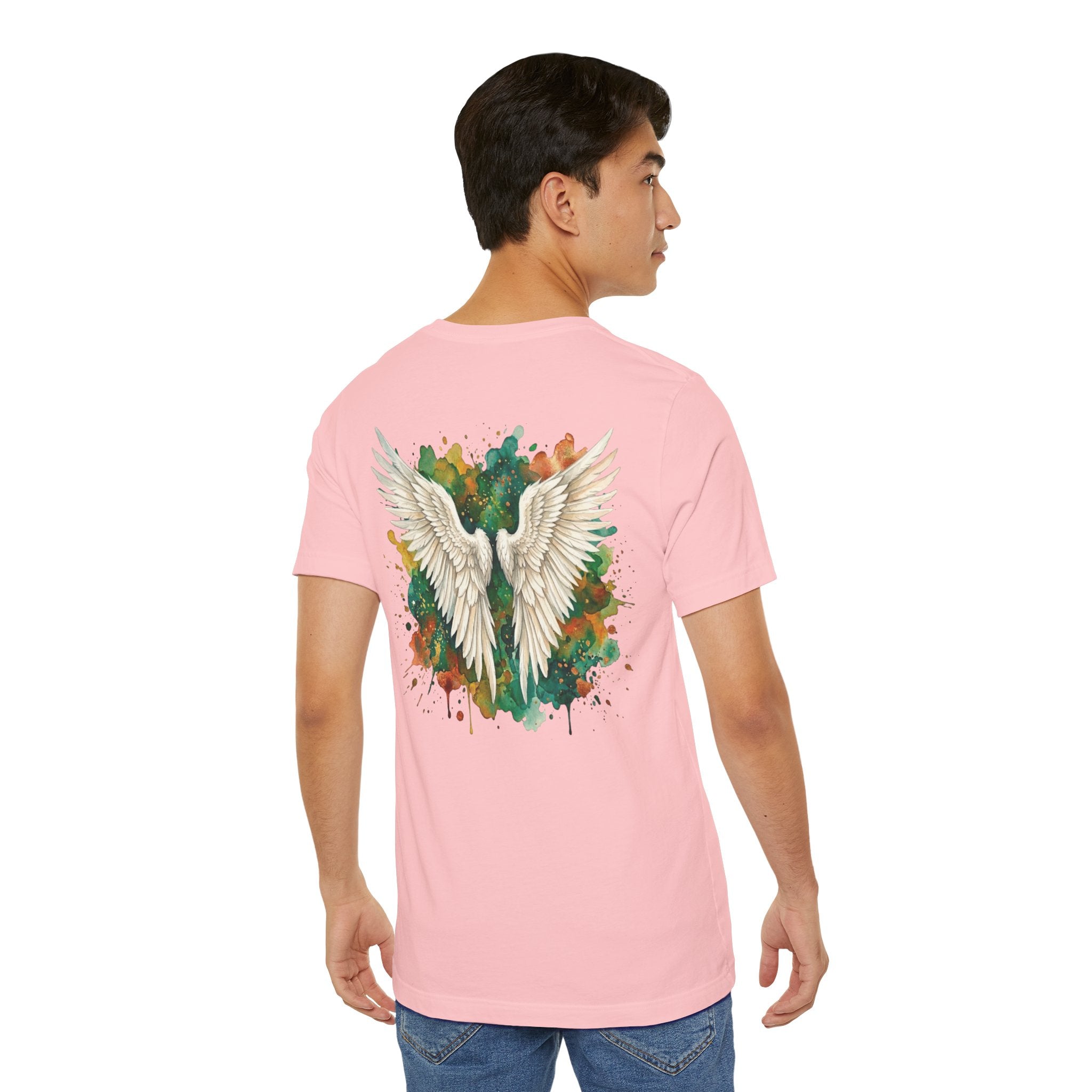 Angel Wings Watercolor Tee — Halo Front & Wing Back