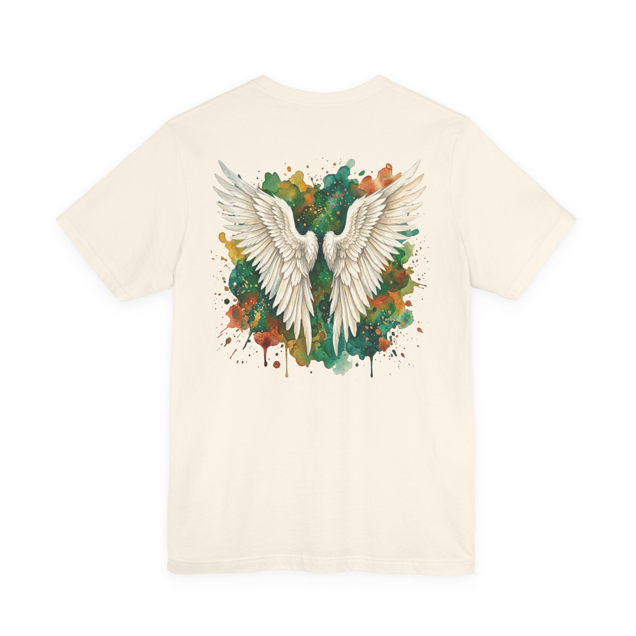 Angel Wings Watercolor Tee — Halo Front & Wing Back