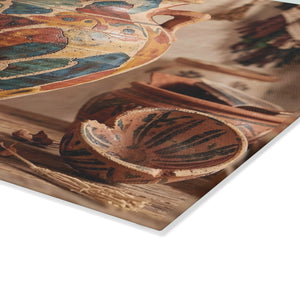 Boho Sunbaked Clay Pitcher Art Glass Cutting Board | Kitchen Countertop Decor
