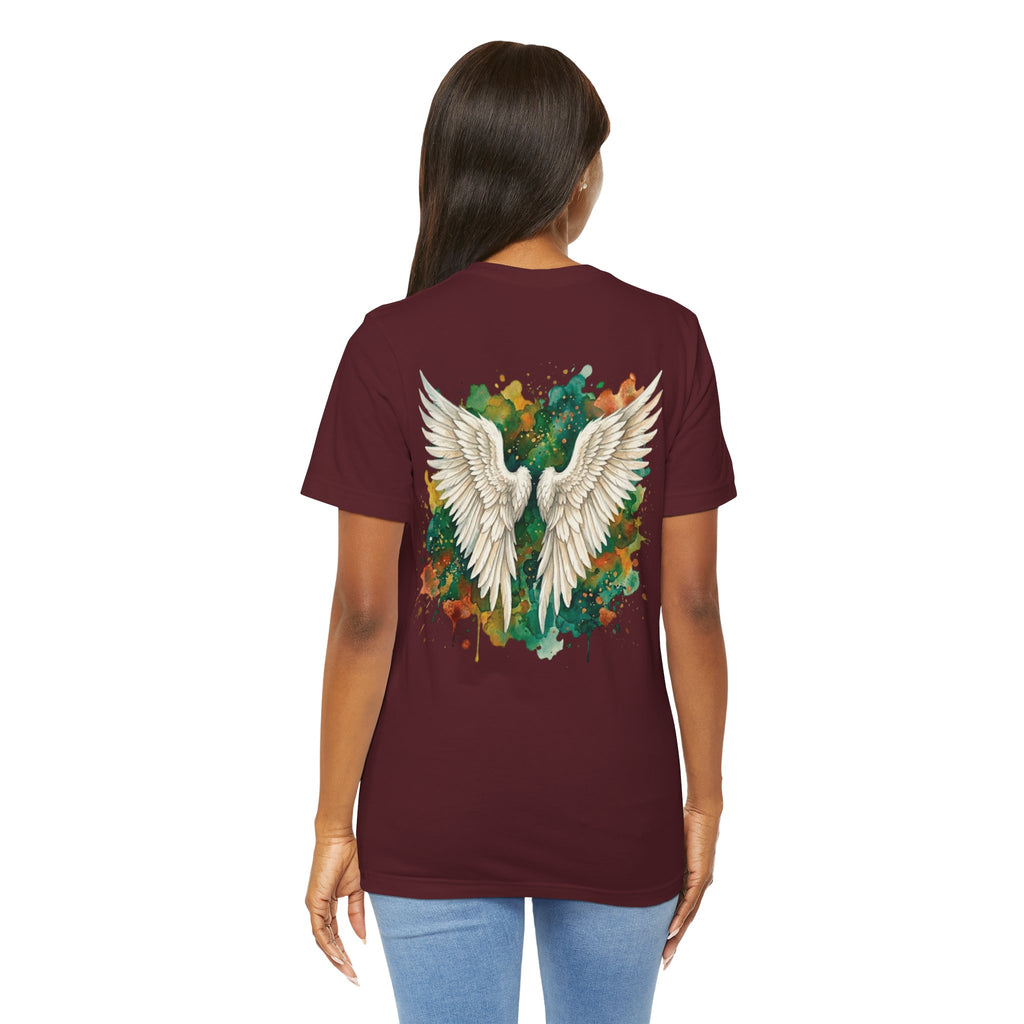 Angel Wings Watercolor Tee — Halo Front & Wing Back
