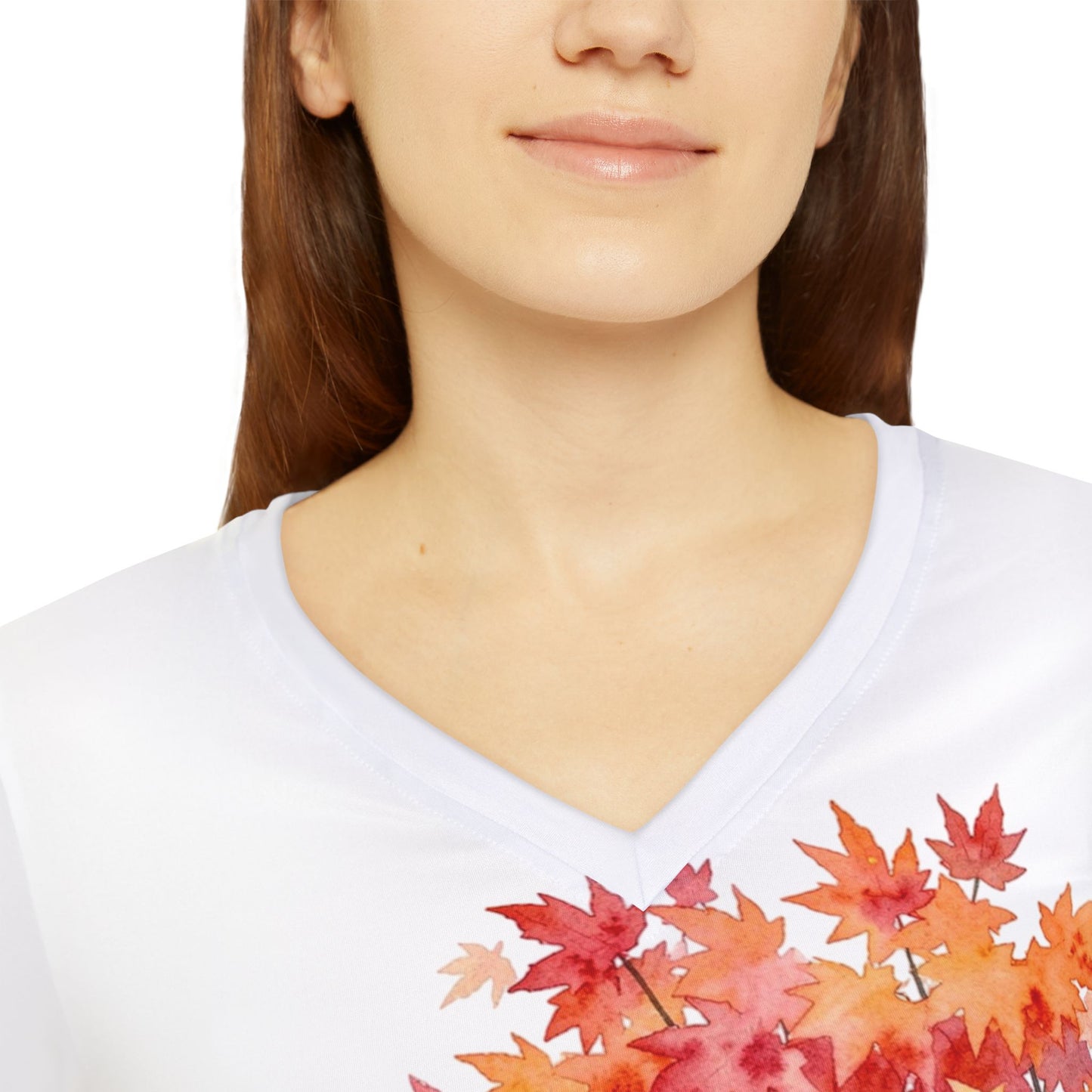 Japanese Maple Colorful Statement Women's Long Sleeve V-Neck Shirt