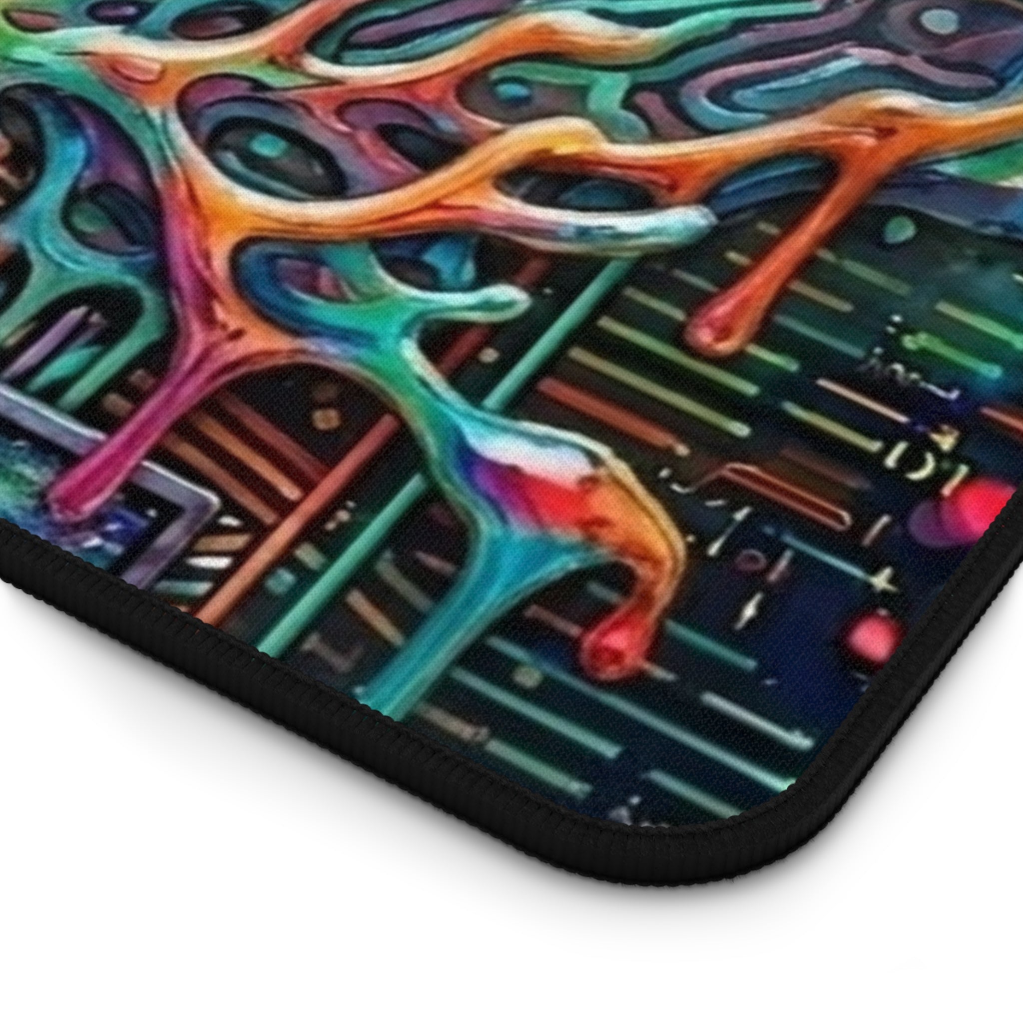 Cyber Psychedelic "Computer Bug" Desk Mat — Crystals, Insects & Circuit Art