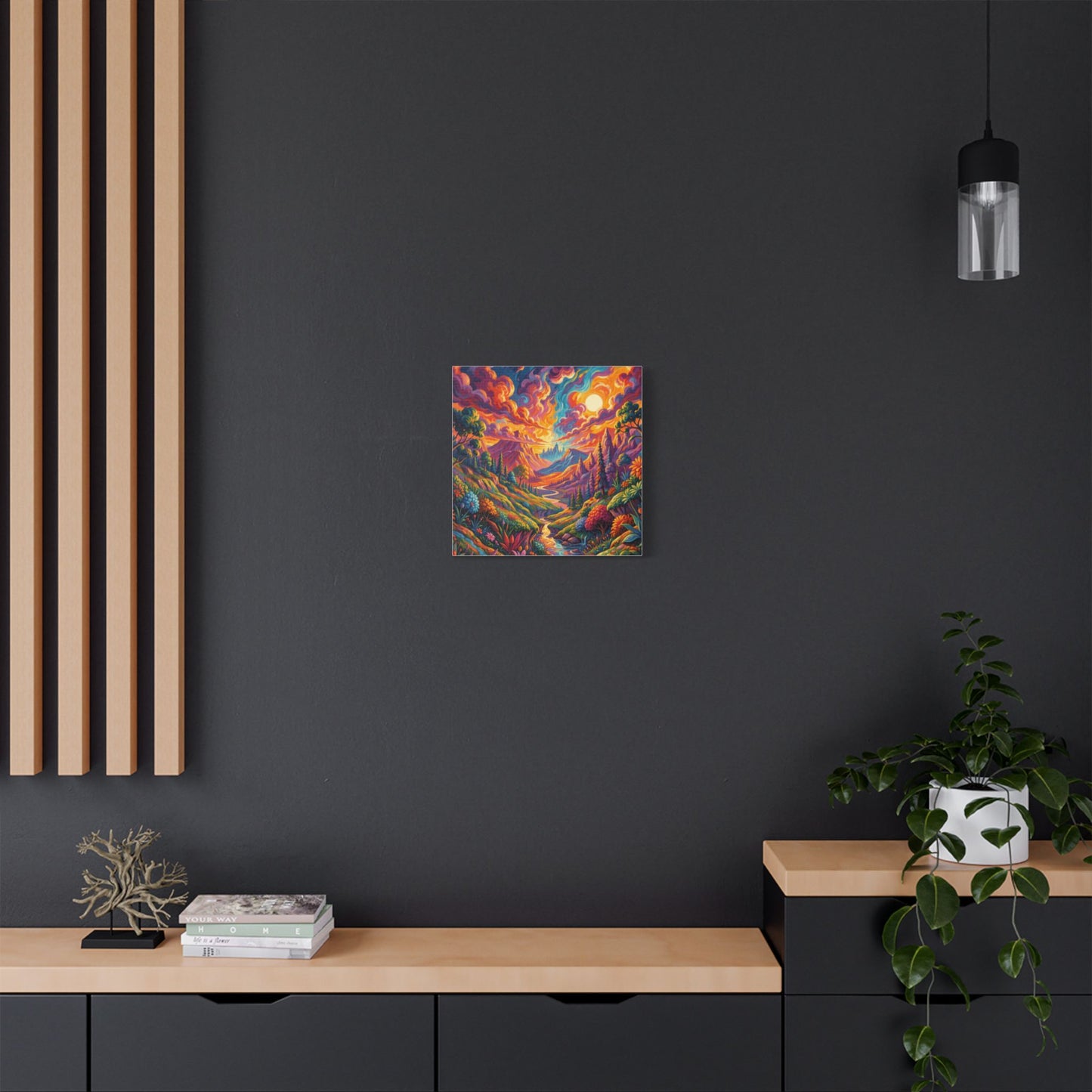 Surreal Abstract Colorful Landscape Satin Canvas (Stretched)