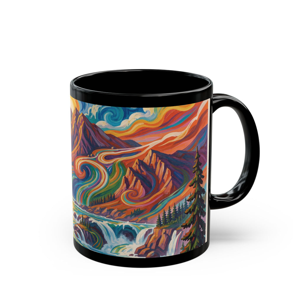 Pacific Northwest Abstract Mountain Scenery Mug | Bold PNW Art Ceramic Coffee