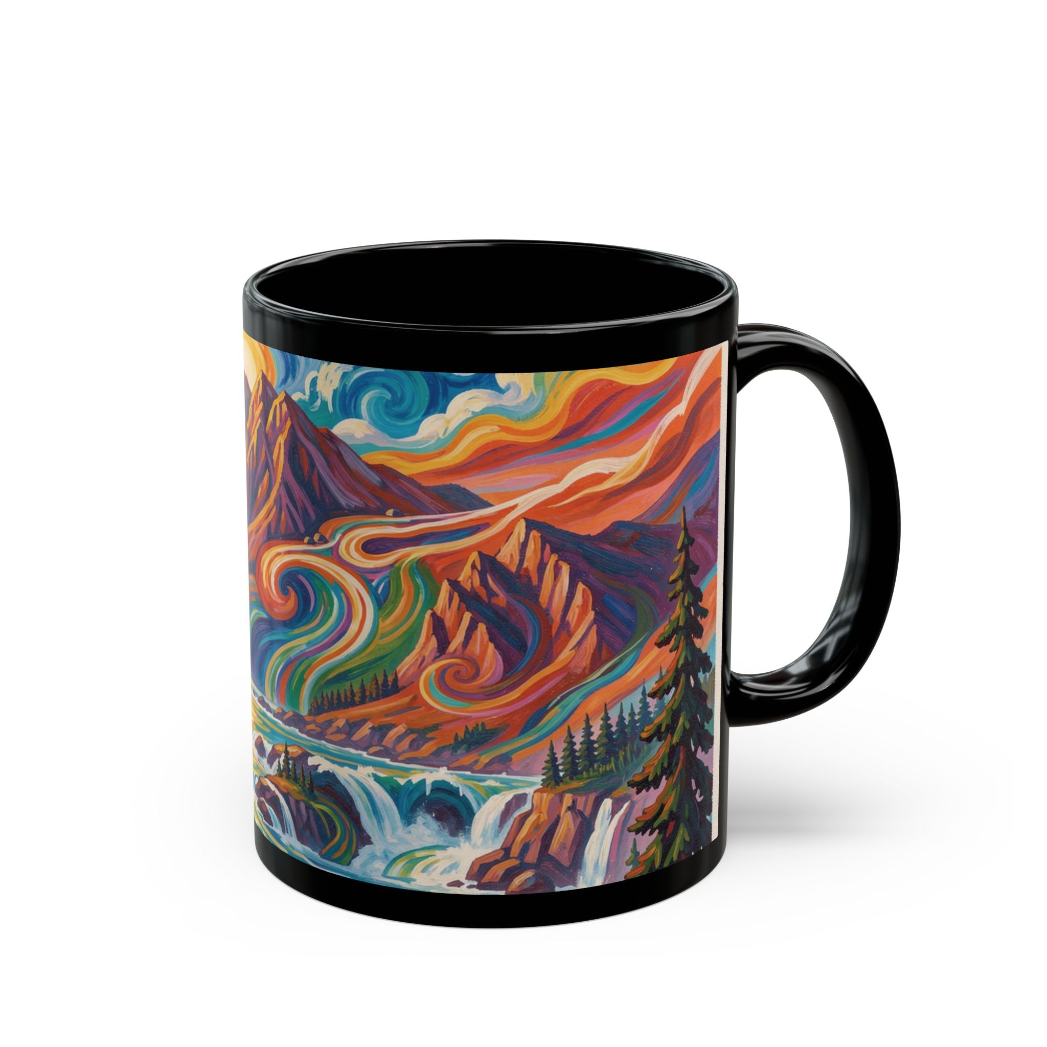 Pacific Northwest Abstract Mountain Scenery Mug | Bold PNW Art Ceramic Coffee