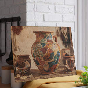 Boho Sunbaked Clay Pitcher Art Glass Cutting Board | Kitchen Countertop Decor