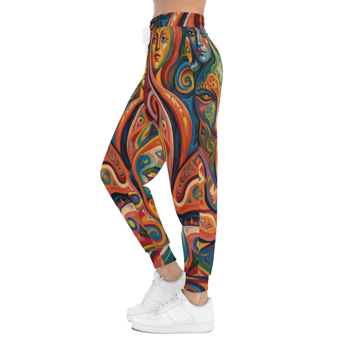 Raphael Three Graces Athletic Joggers — Colorful Modern Swirl, Cozy Stretchy All-Over Print