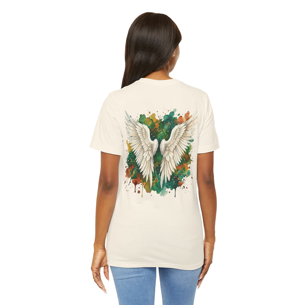 Angel Wings Watercolor Tee — Halo Front & Wing Back