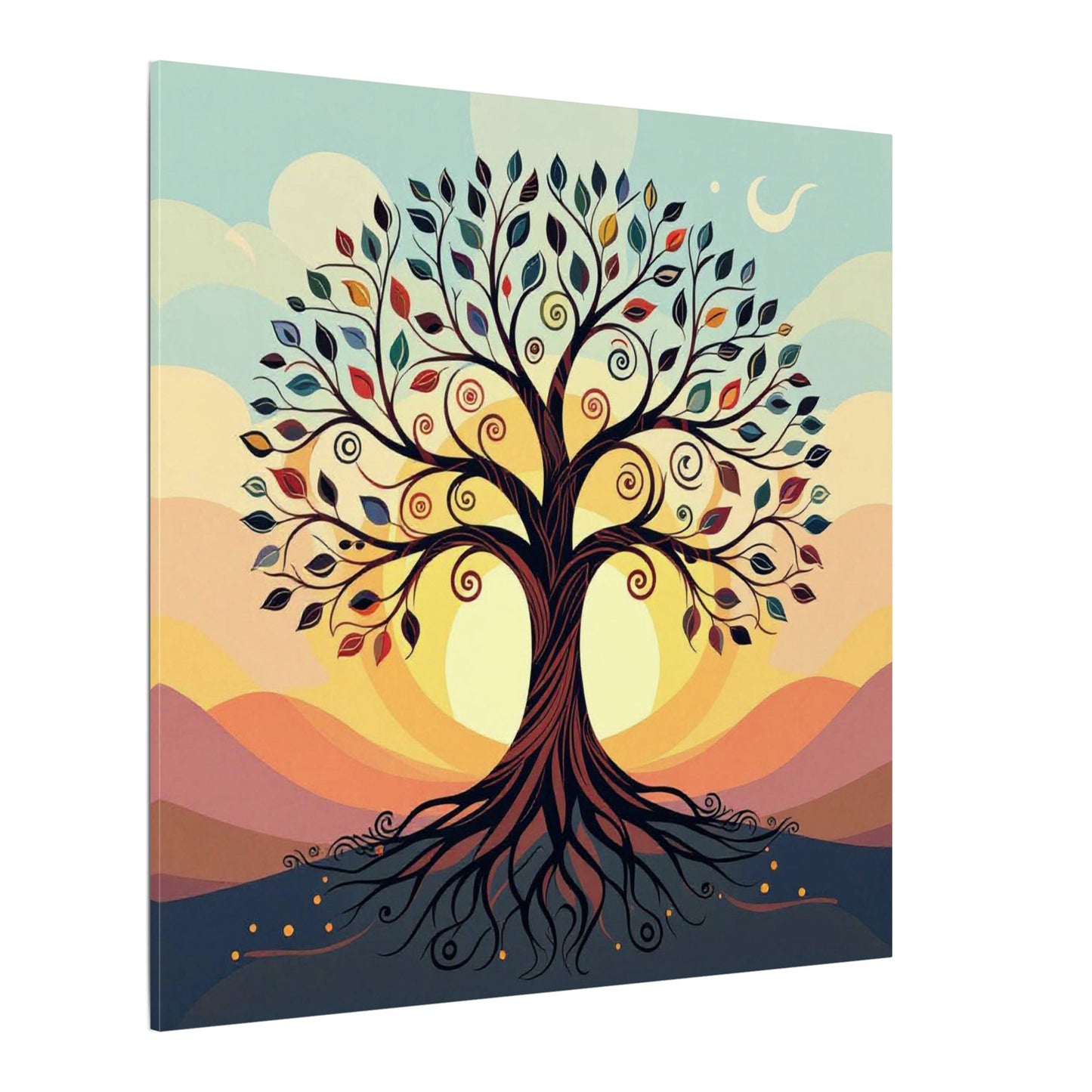 Boho Tree of Life Matte Canvas Print — Vibrant Stretched Wall Art