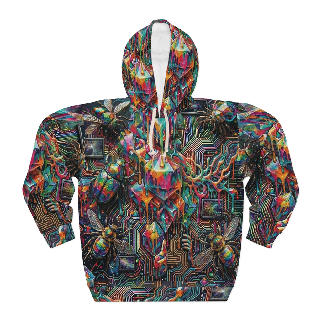 Cyber-Psychedelic Maximalist Pullover Hoodie