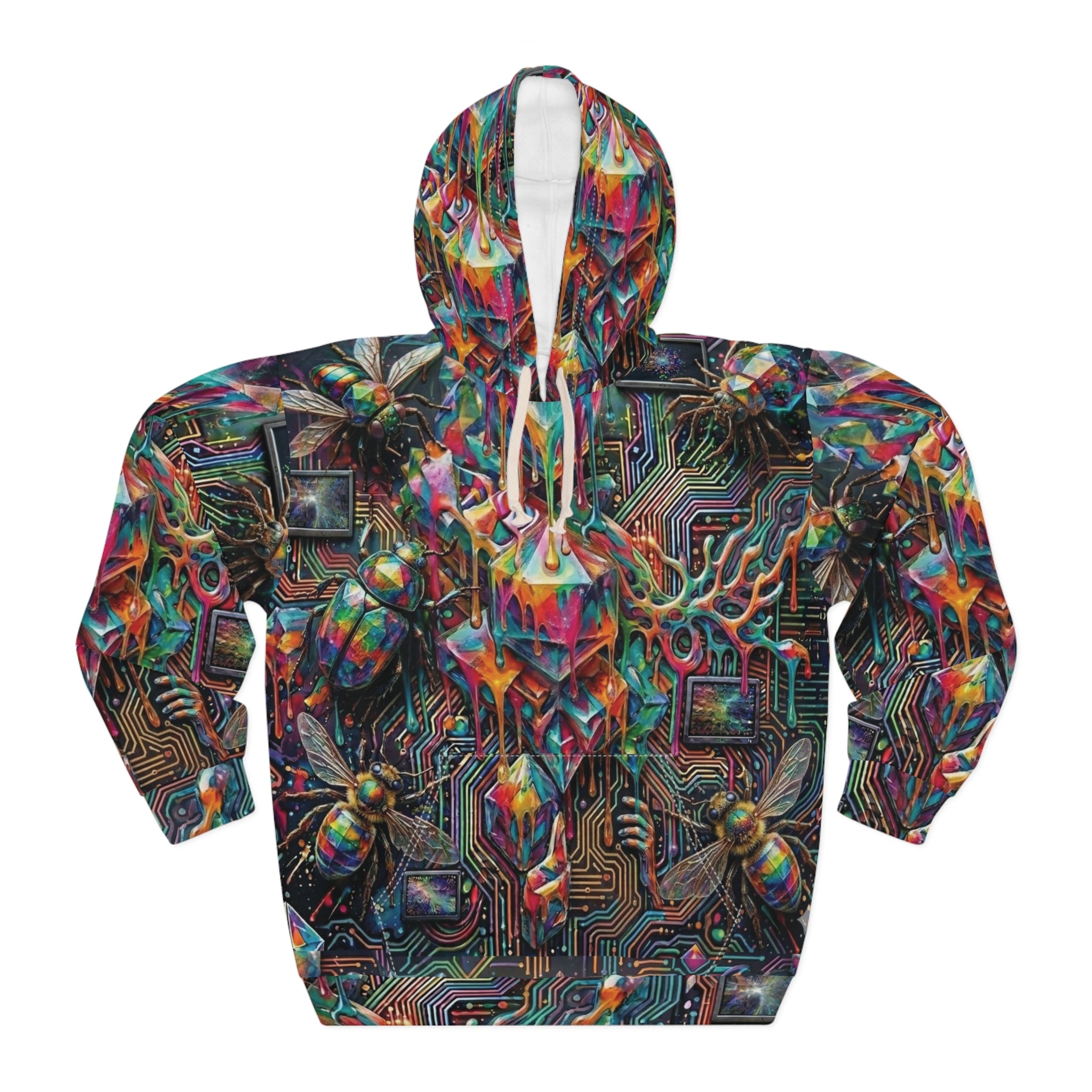 Cyber-Psychedelic Maximalist Pullover Hoodie